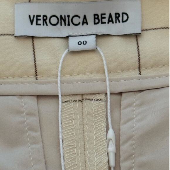 Veronica Beard *NWT ($478) | Ecru & brown window pane Tonelli pants | size 00 - Picture 9 of 11